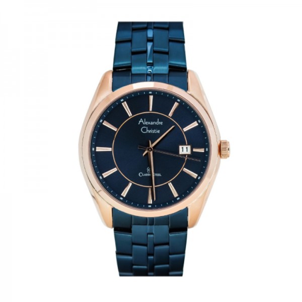 Alexandre Christie AC 8578 Rosegold Blue Man Steel MDBURBU